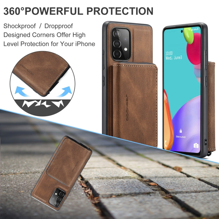 For Samsung Galaxy A53 5G JEEHOOD Magnetic Zipper Horizontal Flip Leather Phone Case(Brown) - Galaxy Phone Cases by JEEHOOD | Online Shopping UK | buy2fix