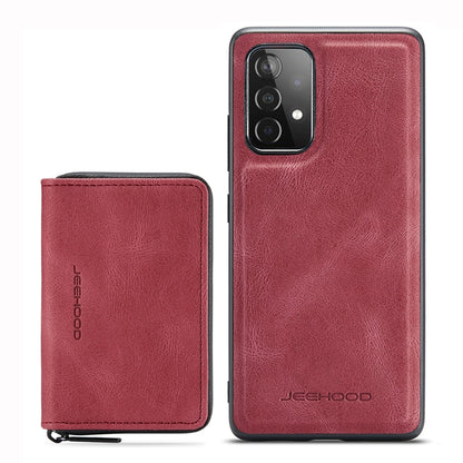 For Samsung Galaxy A53 5G JEEHOOD Magnetic Zipper Horizontal Flip Leather Phone Case(Red) - Galaxy Phone Cases by JEEHOOD | Online Shopping UK | buy2fix