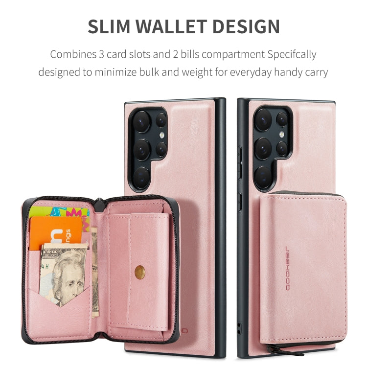 For Samsung Galaxy S23 Ultra 5G JEEHOOD Magnetic Zipper Horizontal Flip Leather Phone Case(Pink) - Galaxy S23 Ultra 5G Cases by JEEHOOD | Online Shopping UK | buy2fix