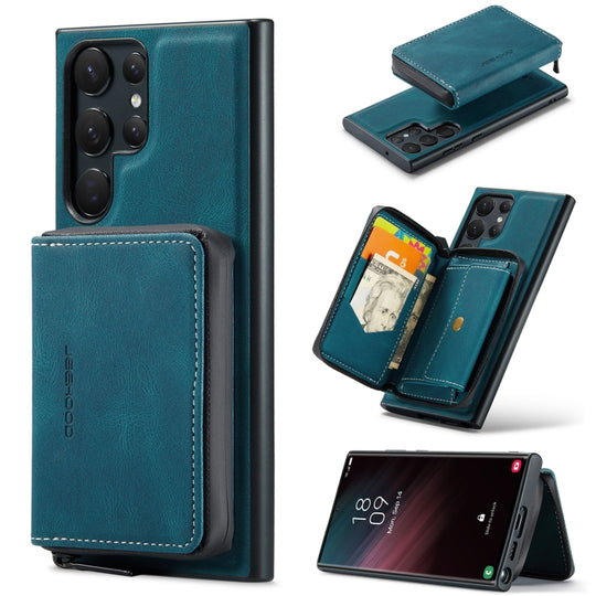 For Samsung Galaxy S23 Ultra 5G JEEHOOD Magnetic Zipper Horizontal Flip Leather Phone Case(Blue)