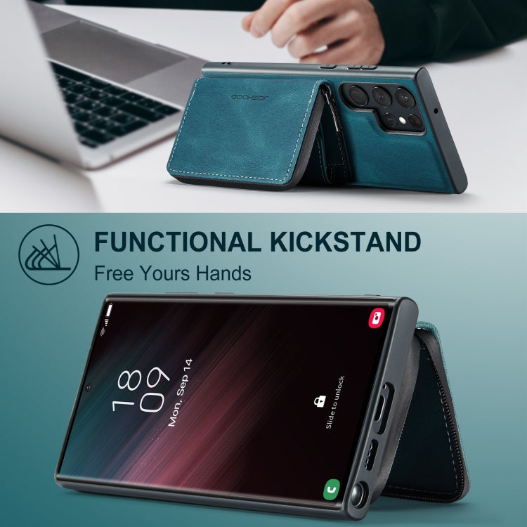 For Samsung Galaxy S23 Ultra 5G JEEHOOD Magnetic Zipper Horizontal Flip Leather Phone Case(Blue) - Galaxy S23 Ultra 5G Cases by JEEHOOD | Online Shopping UK | buy2fix