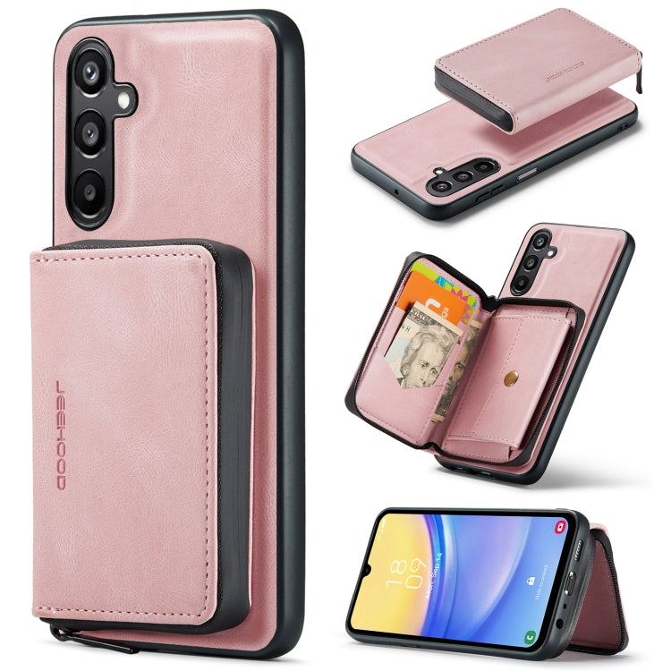 For Samsung Galaxy A15 5G JEEHOOD Magnetic Zipper Horizontal Flip Leather Phone Case(Pink) - Galaxy Phone Cases by JEEHOOD | Online Shopping UK | buy2fix