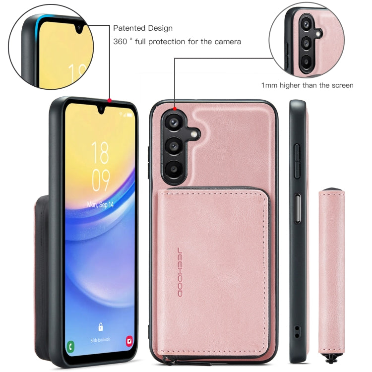 For Samsung Galaxy A15 5G JEEHOOD Magnetic Zipper Horizontal Flip Leather Phone Case(Pink) - Galaxy Phone Cases by JEEHOOD | Online Shopping UK | buy2fix
