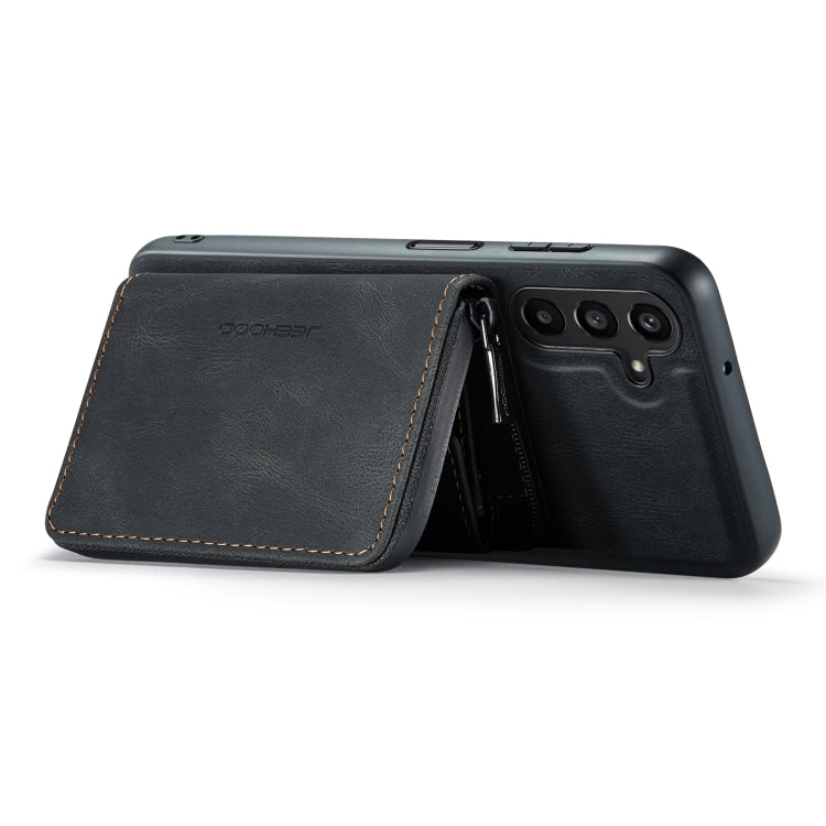 For Samsung Galaxy A15 5G JEEHOOD Magnetic Zipper Horizontal Flip Leather Phone Case(Black) - Galaxy Phone Cases by JEEHOOD | Online Shopping UK | buy2fix