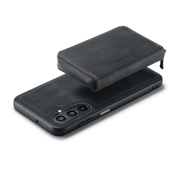 For Samsung Galaxy A15 5G JEEHOOD Magnetic Zipper Horizontal Flip Leather Phone Case(Black) - Galaxy Phone Cases by JEEHOOD | Online Shopping UK | buy2fix