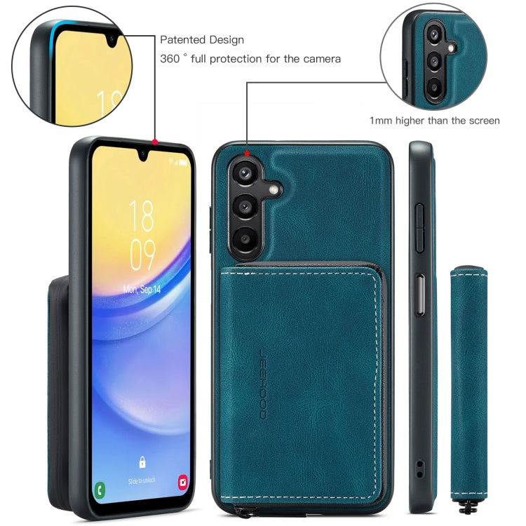 For Samsung Galaxy A15 5G JEEHOOD Magnetic Zipper Horizontal Flip Leather Phone Case(Blue) - Galaxy Phone Cases by JEEHOOD | Online Shopping UK | buy2fix