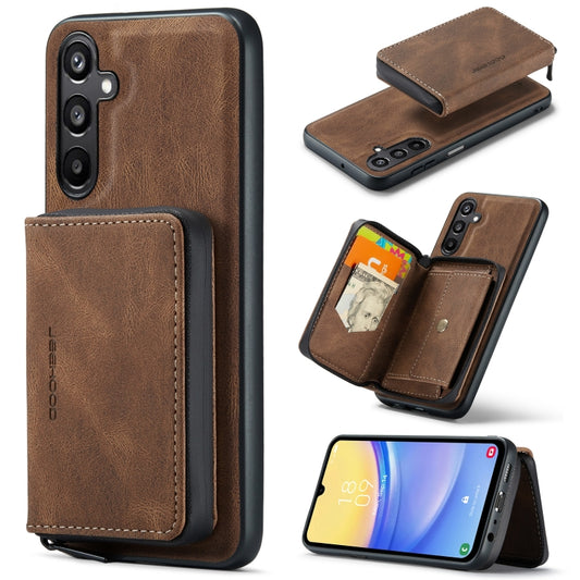 For Samsung Galaxy A15 5G JEEHOOD Magnetic Zipper Horizontal Flip Leather Phone Case(Brown) - Galaxy Phone Cases by JEEHOOD | Online Shopping UK | buy2fix