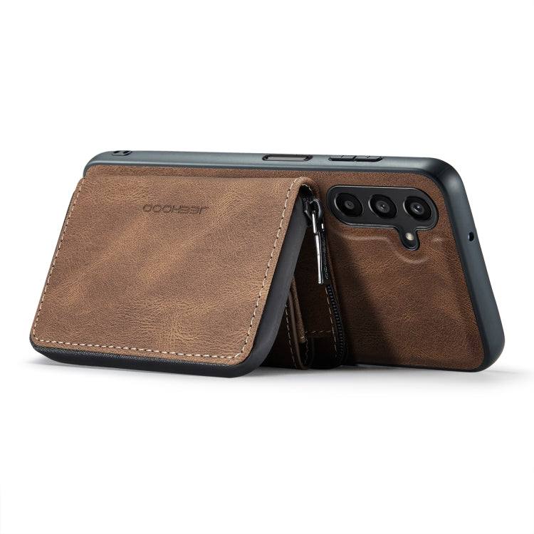 For Samsung Galaxy A15 5G JEEHOOD Magnetic Zipper Horizontal Flip Leather Phone Case(Brown) - Galaxy Phone Cases by JEEHOOD | Online Shopping UK | buy2fix