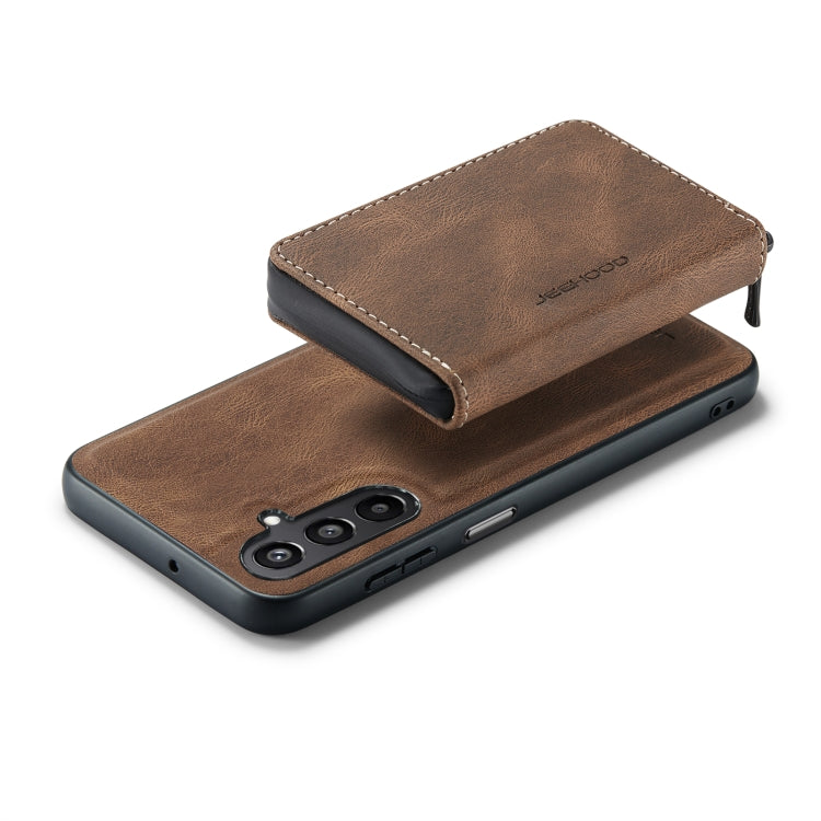 For Samsung Galaxy A15 5G JEEHOOD Magnetic Zipper Horizontal Flip Leather Phone Case(Brown) - Galaxy Phone Cases by JEEHOOD | Online Shopping UK | buy2fix