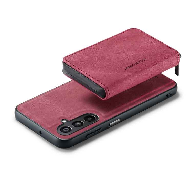 For Samsung Galaxy A15 5G JEEHOOD Magnetic Zipper Horizontal Flip Leather Phone Case(Red) - Galaxy Phone Cases by JEEHOOD | Online Shopping UK | buy2fix
