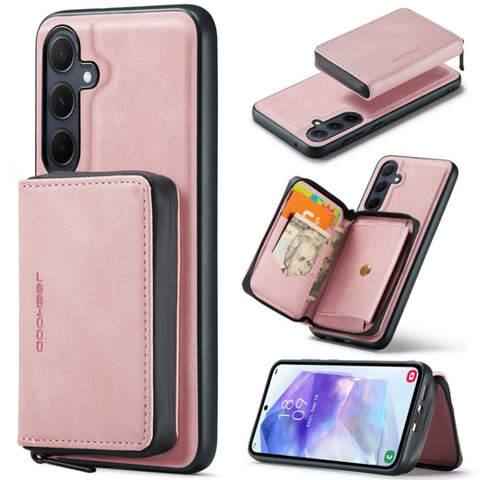 For Samsung Galaxy A55 5G JEEHOOD Magnetic Zipper Horizontal Flip Leather Phone Case(Pink) - Galaxy Phone Cases by JEEHOOD | Online Shopping UK | buy2fix
