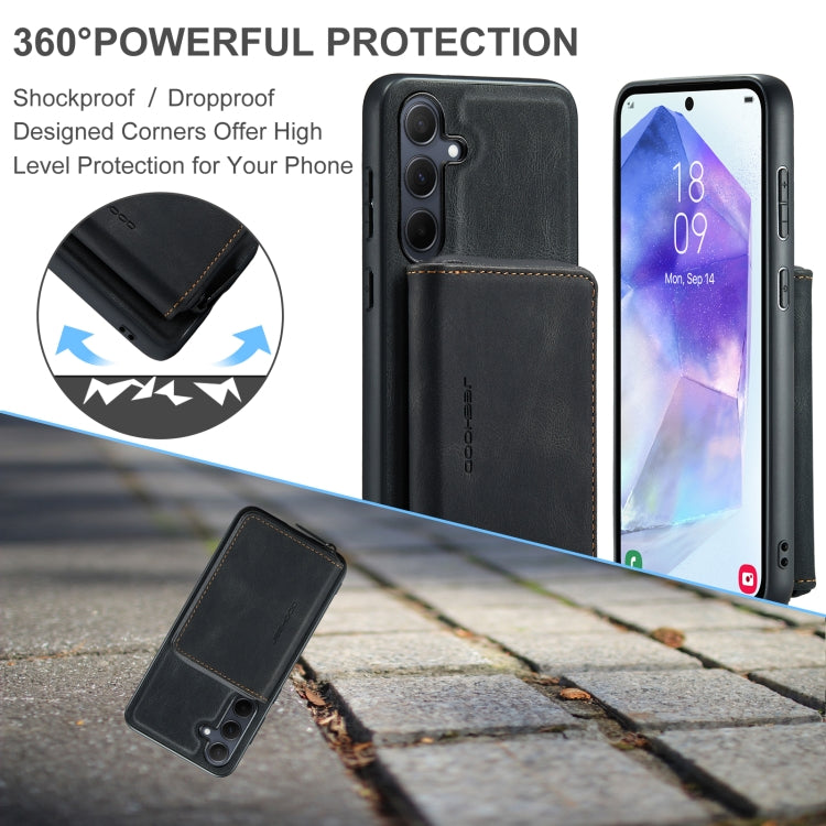 For Samsung Galaxy A55 5G JEEHOOD Magnetic Zipper Horizontal Flip Leather Phone Case(Black) - Galaxy Phone Cases by JEEHOOD | Online Shopping UK | buy2fix