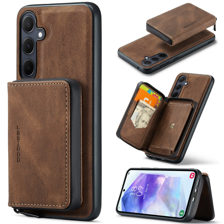 For Samsung Galaxy A55 5G JEEHOOD Magnetic Zipper Horizontal Flip Leather Phone Case(Brown) - Galaxy Phone Cases by JEEHOOD | Online Shopping UK | buy2fix