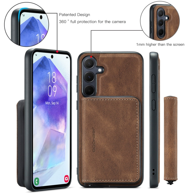 For Samsung Galaxy A55 5G JEEHOOD Magnetic Zipper Horizontal Flip Leather Phone Case(Brown) - Galaxy Phone Cases by JEEHOOD | Online Shopping UK | buy2fix