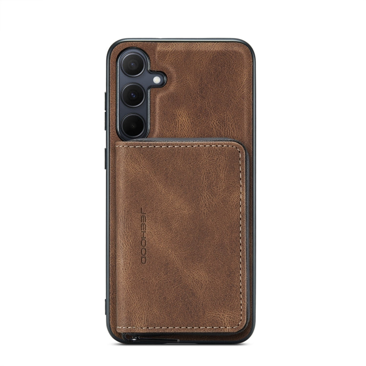 For Samsung Galaxy A55 5G JEEHOOD Magnetic Zipper Horizontal Flip Leather Phone Case(Brown) - Galaxy Phone Cases by JEEHOOD | Online Shopping UK | buy2fix