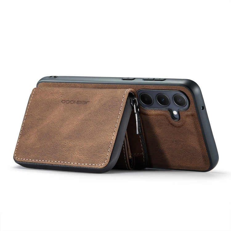 For Samsung Galaxy A55 5G JEEHOOD Magnetic Zipper Horizontal Flip Leather Phone Case(Brown) - Galaxy Phone Cases by JEEHOOD | Online Shopping UK | buy2fix