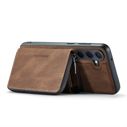 For Samsung Galaxy A55 5G JEEHOOD Magnetic Zipper Horizontal Flip Leather Phone Case(Brown) - Galaxy Phone Cases by JEEHOOD | Online Shopping UK | buy2fix