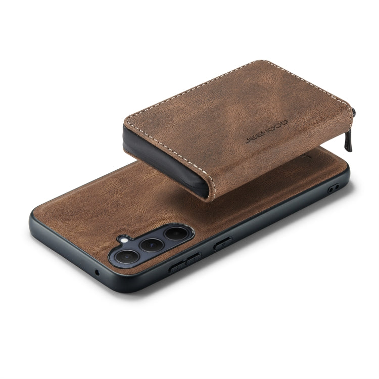 For Samsung Galaxy A55 5G JEEHOOD Magnetic Zipper Horizontal Flip Leather Phone Case(Brown) - Galaxy Phone Cases by JEEHOOD | Online Shopping UK | buy2fix