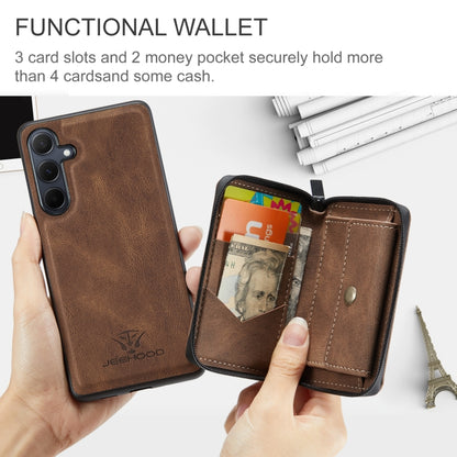 For Samsung Galaxy A55 5G JEEHOOD Magnetic Zipper Horizontal Flip Leather Phone Case(Brown) - Galaxy Phone Cases by JEEHOOD | Online Shopping UK | buy2fix