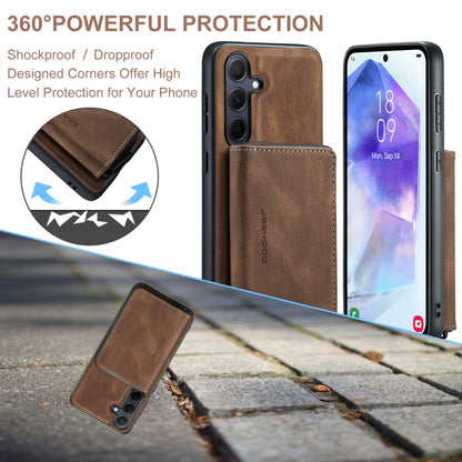 For Samsung Galaxy A55 5G JEEHOOD Magnetic Zipper Horizontal Flip Leather Phone Case(Brown) - Galaxy Phone Cases by JEEHOOD | Online Shopping UK | buy2fix