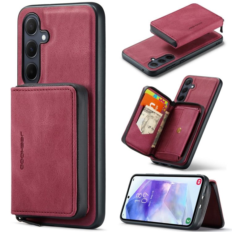For Samsung Galaxy A55 5G JEEHOOD Magnetic Zipper Horizontal Flip Leather Phone Case(Red) - Galaxy Phone Cases by JEEHOOD | Online Shopping UK | buy2fix