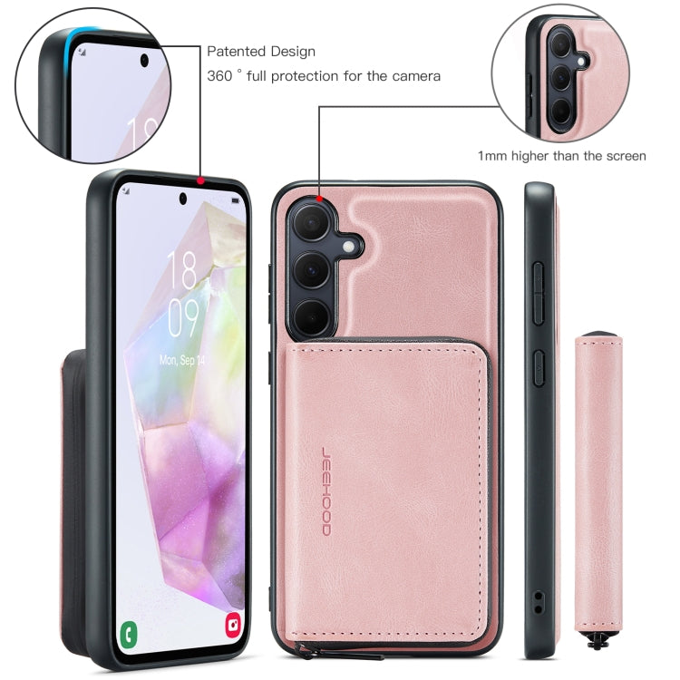 For Samsung Galaxy A35 5G JEEHOOD Magnetic Zipper Horizontal Flip Leather Phone Case(Pink) - Galaxy Phone Cases by JEEHOOD | Online Shopping UK | buy2fix