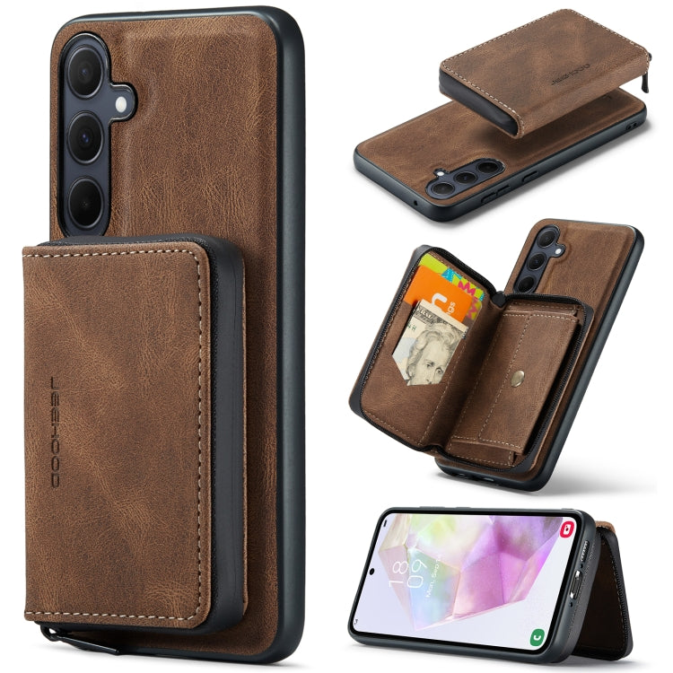 For Samsung Galaxy A35 5G JEEHOOD Magnetic Zipper Horizontal Flip Leather Phone Case(Brown) - Galaxy Phone Cases by JEEHOOD | Online Shopping UK | buy2fix