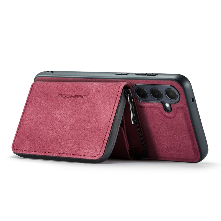 For Samsung Galaxy A35 5G JEEHOOD Magnetic Zipper Horizontal Flip Leather Phone Case(Red) - Galaxy Phone Cases by JEEHOOD | Online Shopping UK | buy2fix