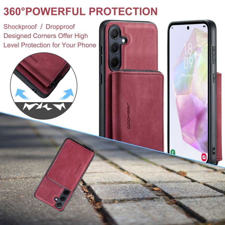 For Samsung Galaxy A35 5G JEEHOOD Magnetic Zipper Horizontal Flip Leather Phone Case(Red) - Galaxy Phone Cases by JEEHOOD | Online Shopping UK | buy2fix