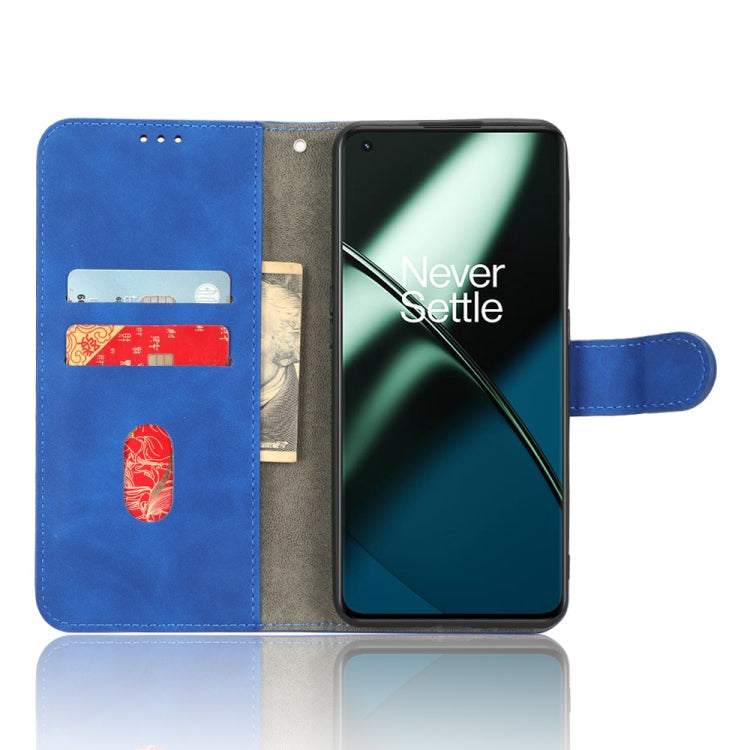 For OnePlus 11 Skin Feel Magnetic Flip Leather Phone Case(Blue) - OnePlus Cases by buy2fix | Online Shopping UK | buy2fix