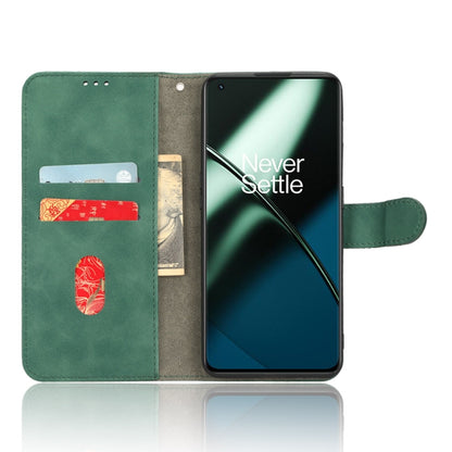 For OnePlus 11 Skin Feel Magnetic Flip Leather Phone Case(Green) - OnePlus Cases by buy2fix | Online Shopping UK | buy2fix