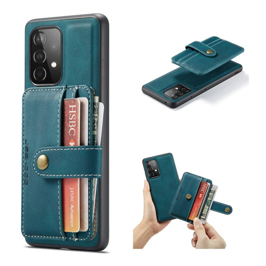 For Samsung Galaxy A73 5G JEEHOOD RFID Blocking Anti-Theft Magnetic Phone Case(Blue)