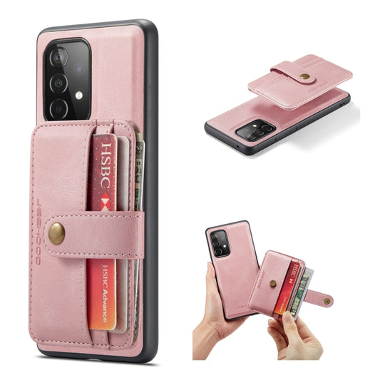 For Samsung Galaxy A73 5G JEEHOOD RFID Blocking Anti-Theft Magnetic Phone Case(Pink)