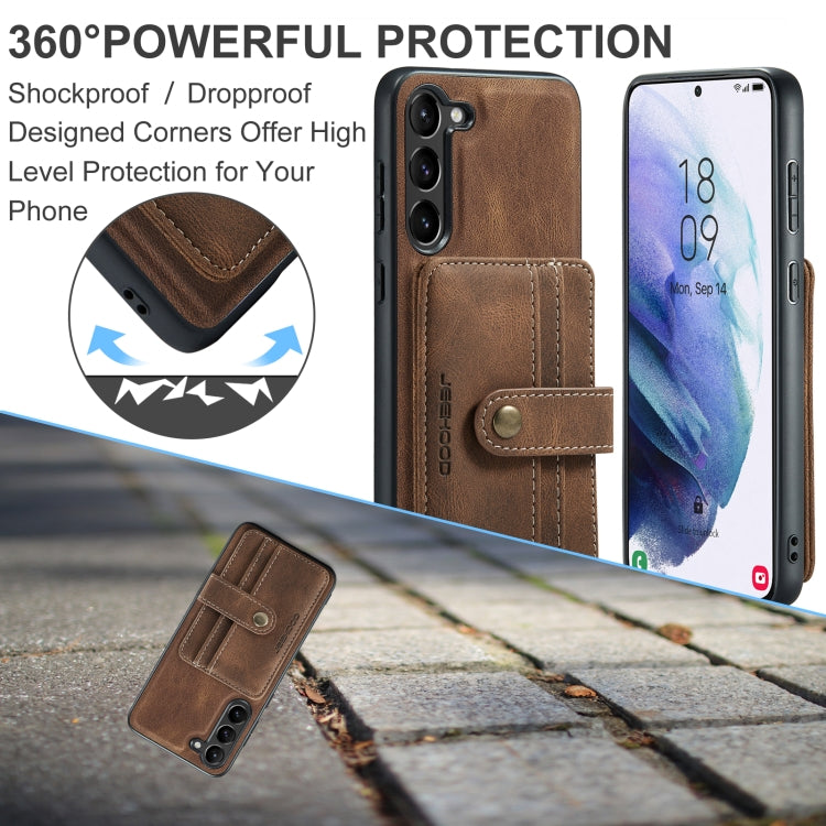 For Samsung Galaxy S24+ 5G JEEHOOD RFID Blocking Anti-Theft Magnetic Phone Case(Brown) - Galaxy S24+ 5G Cases by JEEHOOD | Online Shopping UK | buy2fix