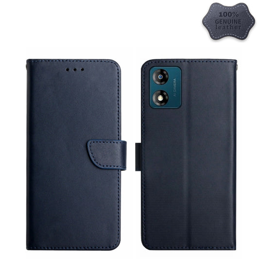 For Motorola Moto E13 4G Genuine Leather Fingerprint-proof Flip Phone Case(Blue) - Motorola Cases by buy2fix | Online Shopping UK | buy2fix
