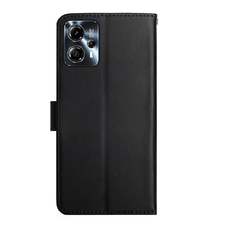 For Motorola Moto G23 4G/G13 4G Genuine Leather Fingerprint-proof Flip Phone Case(Black) - Motorola Cases by buy2fix | Online Shopping UK | buy2fix