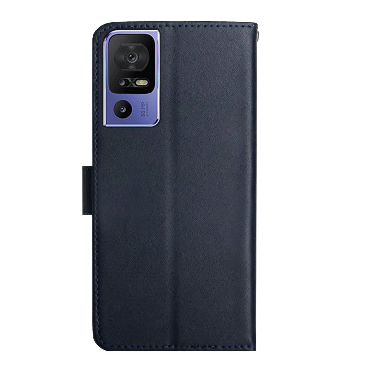For TCL 40 SE Genuine Leather Fingerprint-proof Flip Phone Case(Blue) - More Brand by buy2fix | Online Shopping UK | buy2fix