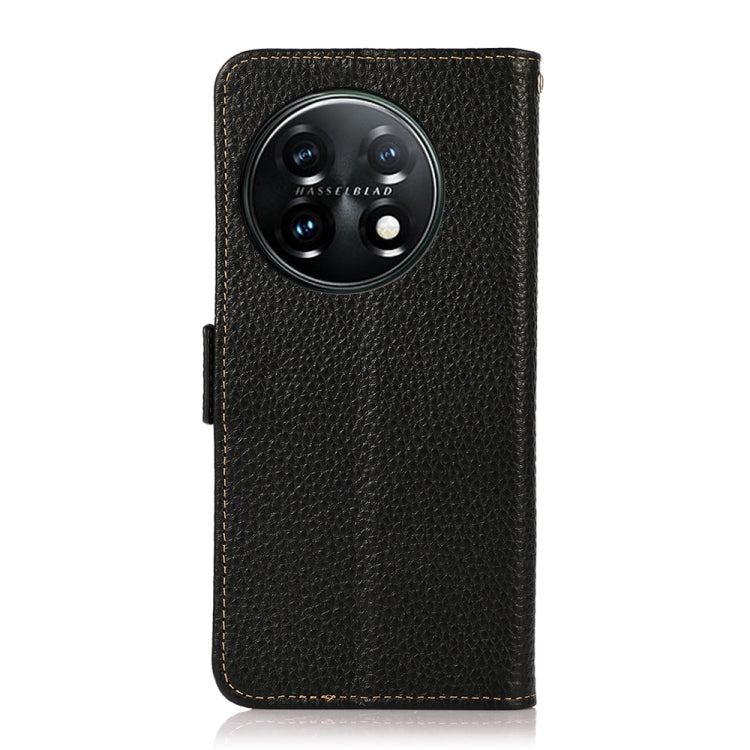 For OnePlus 11 KHAZNEH Side-Magnetic Litchi Genuine Leather RFID Phone Case(Black) by buy2fix