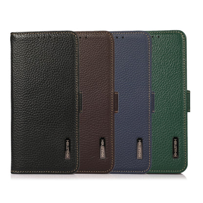 For OnePlus 11 KHAZNEH Side-Magnetic Litchi Genuine Leather RFID Phone Case(Green) by buy2fix