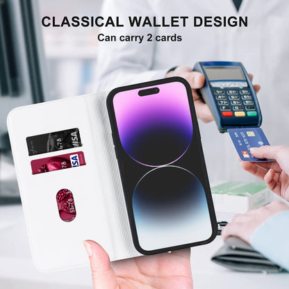 For iPhone 14 Pro Max Rhombic MagSafe RFID Anti-Theft Wallet Leather Phone Case(White) - iPhone 14 Pro Max Cases by buy2fix | Online Shopping UK | buy2fix