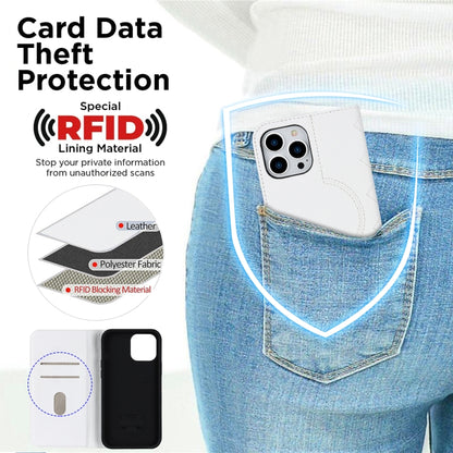 For iPhone 14 Pro Max Rhombic MagSafe RFID Anti-Theft Wallet Leather Phone Case(White) - iPhone 14 Pro Max Cases by buy2fix | Online Shopping UK | buy2fix