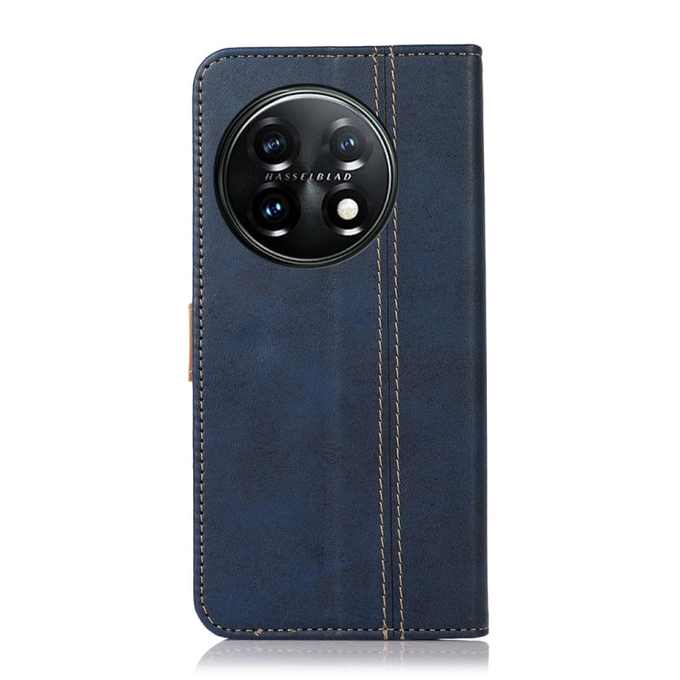 For OnePlus 11 5G Stitching Thread Calf Texture Leather Phone Case(Blue) - OnePlus Cases by buy2fix | Online Shopping UK | buy2fix