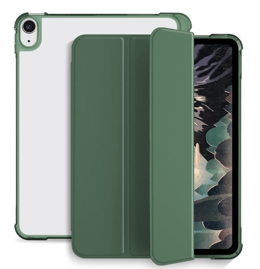 For iPad Air 2020 / 2022 10.9 3-fold Shockproof Smart Leather Tablet Case(Deep Green) - iPad Air (2022) / (2020) 10.9 Cases by buy2fix | Online Shopping UK | buy2fix