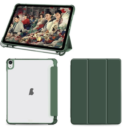 For iPad Air 2020 / 2022 10.9 3-fold Shockproof Smart Leather Tablet Case(Deep Green) - iPad Air (2022) / (2020) 10.9 Cases by buy2fix | Online Shopping UK | buy2fix