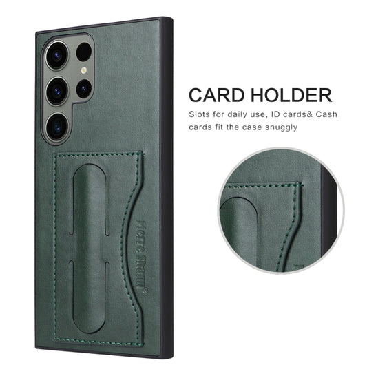 For Samsung Galaxy S23 Ultra 5G Fierre Shann Full Coverage Protective Leather Phone Case(Green) by FIERRE SHANN