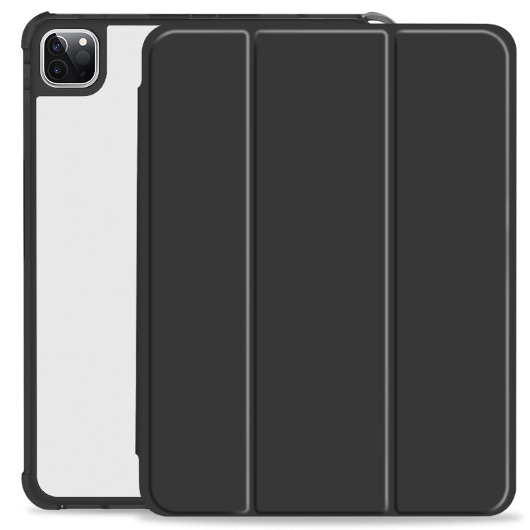 For iPad Pro 11 2022 / 2021 / 2020 3-fold Shockproof Smart Leather Tablet Case(Black) - iPad Pro 11 (2022/2021) Cases by buy2fix | Online Shopping UK | buy2fix