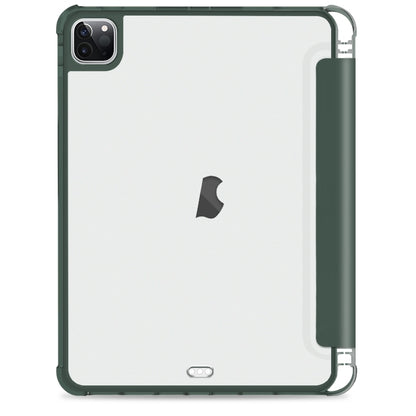 For iPad Pro 11 2022 / 2021 / 2020 3-fold Shockproof Smart Leather Tablet Case(Deep Green) - iPad Pro 11 (2022/2021) Cases by buy2fix | Online Shopping UK | buy2fix