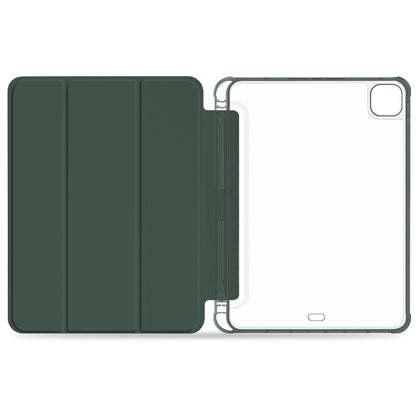 For iPad Pro 11 2022 / 2021 / 2020 3-fold Shockproof Smart Leather Tablet Case(Deep Green) - iPad Pro 11 (2022/2021) Cases by buy2fix | Online Shopping UK | buy2fix