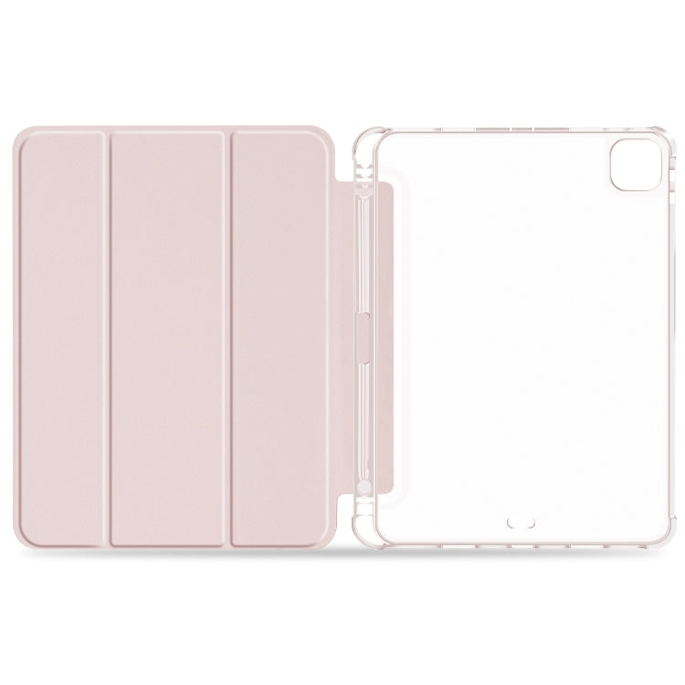 For iPad Pro 11 2022 / 2021 / 2020 3-fold Shockproof Smart Leather Tablet Case(Pink) - iPad Pro 11 (2022/2021) Cases by buy2fix | Online Shopping UK | buy2fix