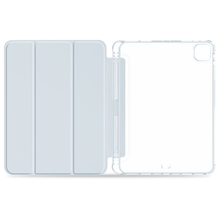 For iPad Pro 11 2022 / 2021 / 2020 3-fold Shockproof Smart Leather Tablet Case(Ice Blue) - iPad Pro 11 (2022/2021) Cases by buy2fix | Online Shopping UK | buy2fix